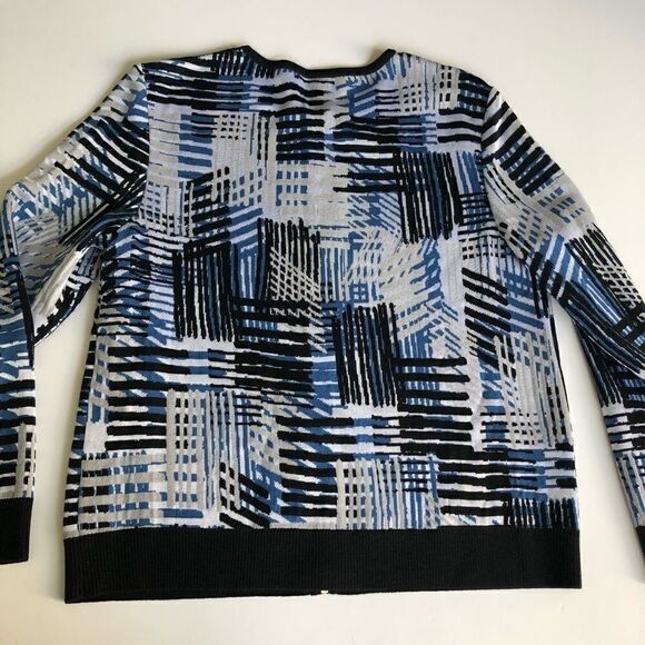 ST JOHN BLUE GREY BLACK KNIT LIGHWEIGHT SWEATER - Picture 3 of 8